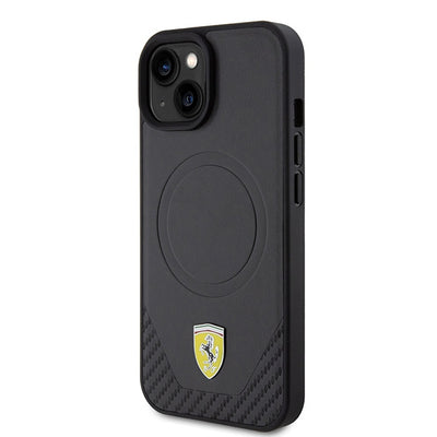 Ferrari FEHMP15SPTEK iPhone 15 6.1&quot; black/black hardcase Carbon Metal Logo MagSafe