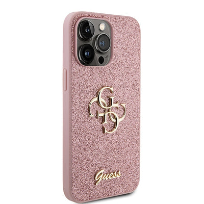 Guess GUHCP15LHG4SGP iPhone 15 Pro 6.1" pink/pink hardcase Glitter Script Big 4G