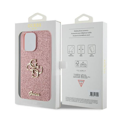 Guess GUHCP15LHG4SGP iPhone 15 Pro 6.1" pink/pink hardcase Glitter Script Big 4G