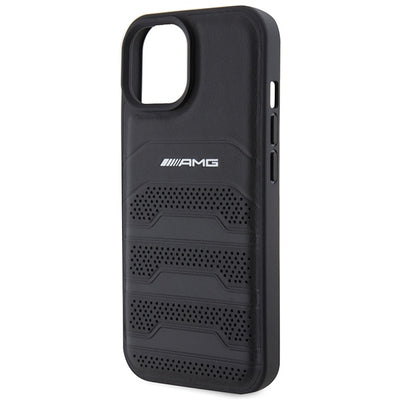 AMG Leather Debossed Lines case for iPhone 15 Plus - black — Mercedes