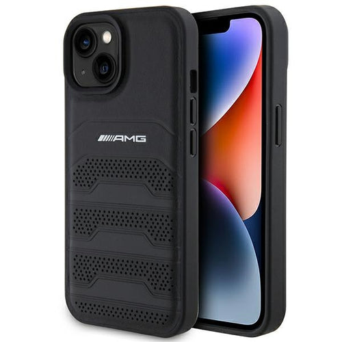 AMG Leather Debossed Lines case for iPhone 15 - black — Mercedes