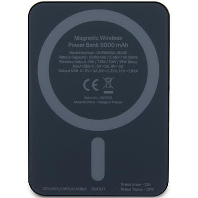 Guess MagSafe 4G Strassed Metal Logo induction power bank 15W 5000mAh - black