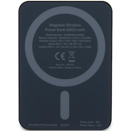 Guess MagSafe 4G Strassed Metal Logo induction power bank 15W 5000mAh - black