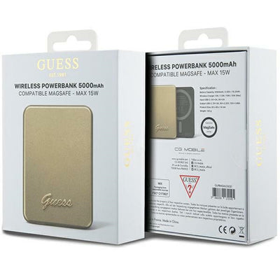 Guess MagSafe Metal Script Logo induction power bank 15W 5000mAh - gold