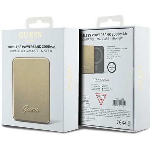 Guess MagSafe Metal Script Logo induction power bank 5W 3000mAh - gold