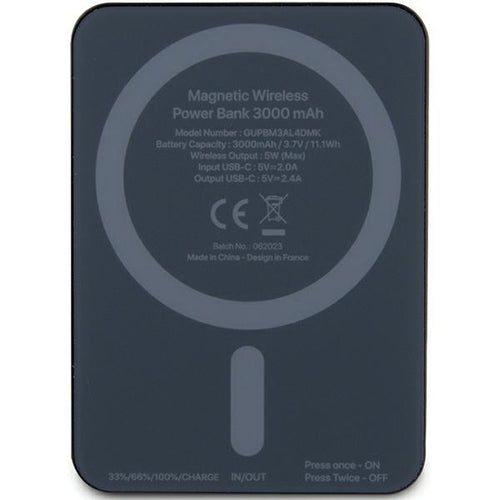 Guess MagSafe Metal Script Logo induction power bank 5W 3000mAh - black