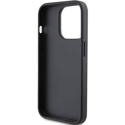 Karl Lagerfeld Saffiano Cardslot Karl&amp;Choupette Metal Pin case for iPhone 15 Pro - black