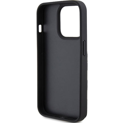 Karl Lagerfeld Saffiano Cardslots and Stand Monogram Choupette Case for iPhone 15 Pro Max - Black