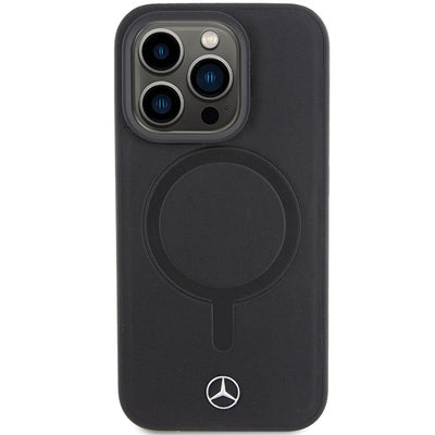 Mercedes Smooth Leather MagSafe case for iPhone 15 Pro - black