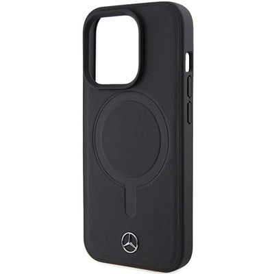 Mercedes Smooth Leather MagSafe case for iPhone 15 Pro - black