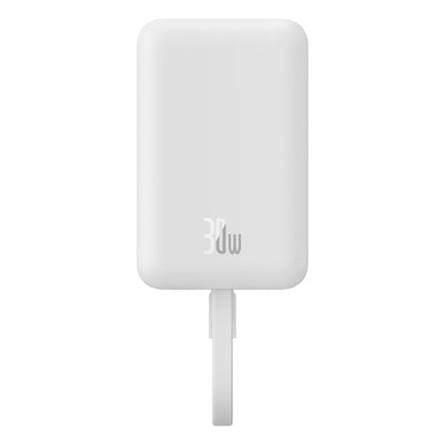Baseus Magnetic Mini MagSafe 10000mAh 30W powerbank with built-in USB-C cable - white + Baseus Simple Series USB-C - USB-C 60