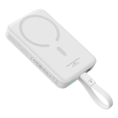 Baseus Magnetic Mini MagSafe 10000mAh 30W powerbank with built-in USB-C cable - white + Baseus Simple Series USB-C - USB-C 60