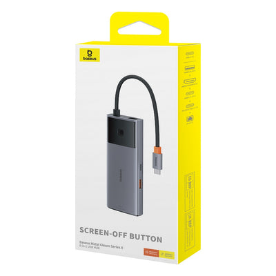 USB HUB 6in1 Baseus Metal Gleam Series II USB-A/USB-C/USB-C PD/HDMI/RJ45 - black