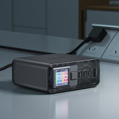 Acefast Z4 PD 218W GaN 3 x USB-C + USB-A Multifunction Adapter with 4 Ports - Gray