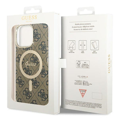 Guess IML 4G MagSafe Case for iPhone 15 Pro Max - Brown