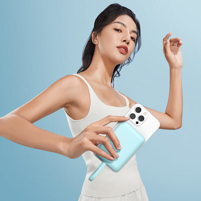 Baseus Magnetic Mini MagSafe 10000mAh 20W powerbank with built-in Lightning cable - blue + Baseus Simple Series USB-C - USB-C