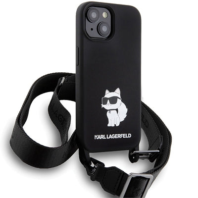 Karl Lagerfeld KLHCP15SSCBSCNK iPhone 15 6.1" hardcase black/black Crossbody Silicone Choupette