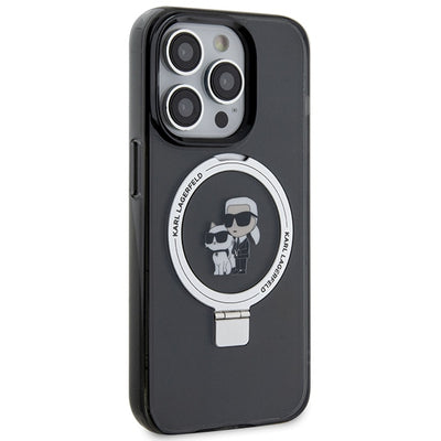 Karl Lagerfeld KLHMP13LHMRSKCK iPhone 13 Pro 6.1" black/black hardcase Ring Stand Karl&amp;Choupette MagSafe