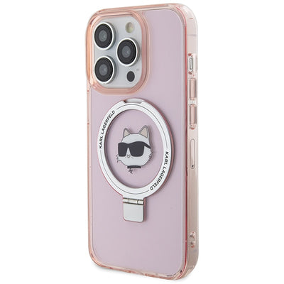 Karl Lagerfeld KLHMP15LHMRSCHP iPhone 15 Pro 6.1" pink/pink hardcase Ring Stand Choupette Head MagSafe