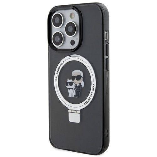 Karl Lagerfeld KLHMP15LHMRSKCK iPhone 15 Pro 6.1" black/black hardcase Ring Stand Karl&amp;Choupette MagSafe