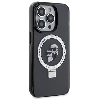 Karl Lagerfeld KLHMP15LHMRSKCK iPhone 15 Pro 6.1" black/black hardcase Ring Stand Karl&amp;Choupette MagSafe