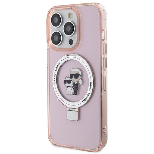 Karl Lagerfeld KLHMP15LHMRSKCP iPhone 15 Pro 6.1" pink/pink hardcase Ring Stand Karl&amp;Choupette MagSafe