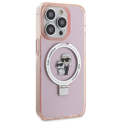 Karl Lagerfeld KLHMP15LHMRSKCP iPhone 15 Pro 6.1" pink/pink hardcase Ring Stand Karl&amp;Choupette MagSafe