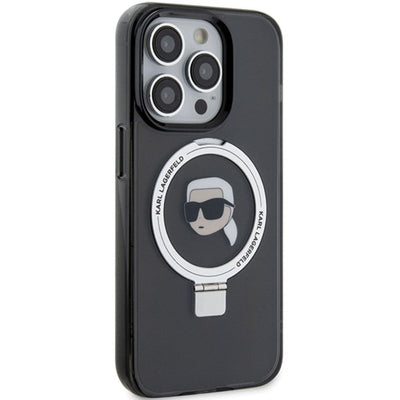Karl Lagerfeld KLHMP15LHMRSKHK iPhone 15 Pro 6.1" black/black hardcase Ring Stand Karl Head MagSafe