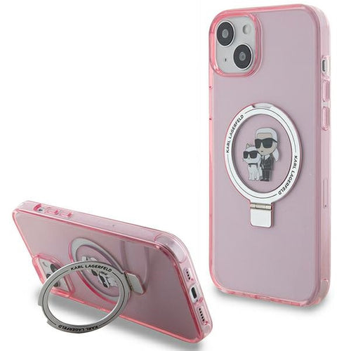 Karl Lagerfeld Ring Stand Karl&amp;Choupette MagSafe case for iPhone 15 Plus - pink