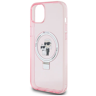 Karl Lagerfeld Ring Stand Karl&amp;Choupette MagSafe case for iPhone 15 Plus - pink