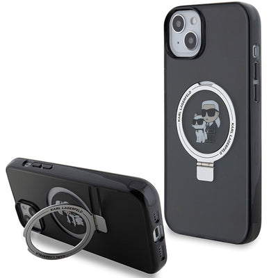 Karl Lagerfeld KLHMP15SHMRSKCK iPhone 15 6.1" black/black hardcase Ring Stand Karl&amp;Choupette MagSafe