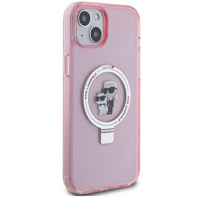 Karl Lagerfeld KLHMP15SHMRSKCP iPhone 15 6.1" pink/pink hardcase Ring Stand Karl&amp;Choupette MagSafe