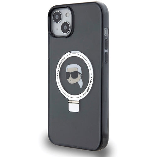 Karl Lagerfeld KLHMP15SHMRSKHK iPhone 15 6.1" black/black hardcase Ring Stand Karl Head MagSafe