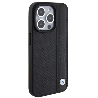 BMW Leather Textured & Stripe case for iPhone 15 Pro - black