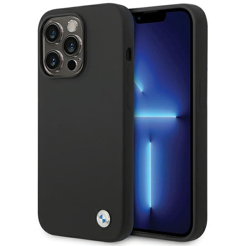 BMW Silicone Metal Logo iPhone 15 Pro Max Case - Black