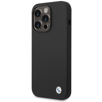 BMW Silicone Metal Logo iPhone 15 Pro Max Case - Black