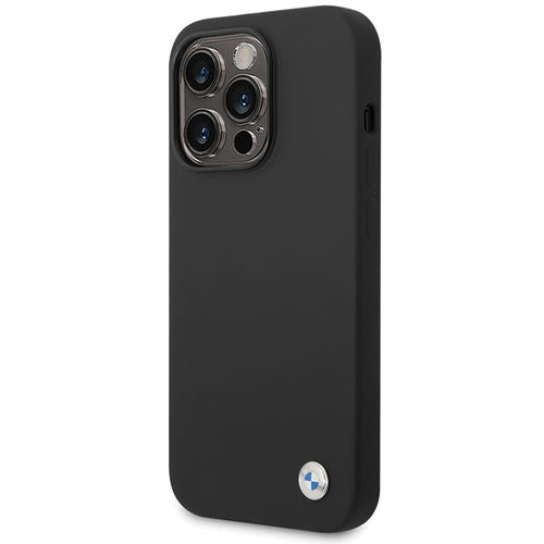 BMW Silicone Metal Logo iPhone 15 Pro Max Case - Black