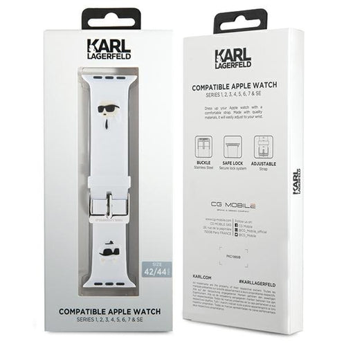 Karl Lagerfeld 3D Rubber Karl&Choupette Heads strap for Apple Watch 42/44/45/49mm - white
