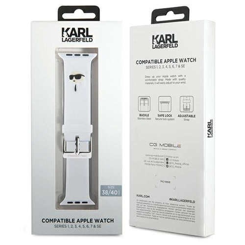 Karl Lagerfeld 3D Rubber Karl Head strap for Apple Watch 38/40/41mm - white