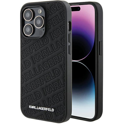 Karl Lagerfeld Quilted K Pattern iPhone 15 Pro Case - Black