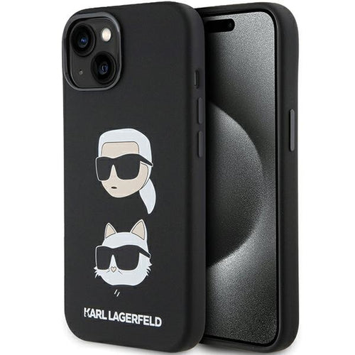 Karl Lagerfeld Silicone Karl&amp;Choupette Head case for iPhone 15 Plus / 14 Plus - black
