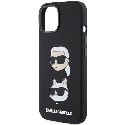 Karl Lagerfeld Silicone Karl&amp;Choupette Head case for iPhone 15 Plus / 14 Plus - black
