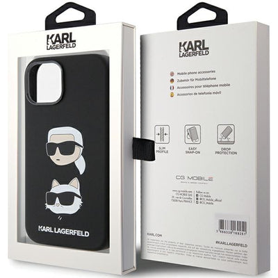 Karl Lagerfeld Silicone Karl&amp;Choupette Head case for iPhone 15 Plus / 14 Plus - black