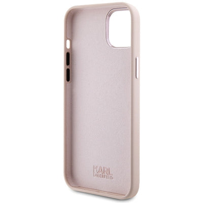 Karl Lagerfeld Silicone Choupette Metal Pin Case for iPhone 15 Plus / 14 Plus - Pink