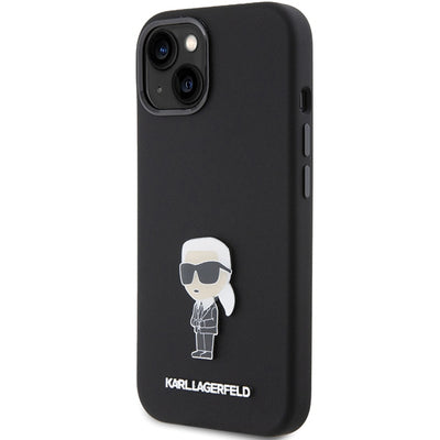 Karl Lagerfeld Silicone Ikonik Metal Pin case for iPhone 15 Plus / 14 Plus - black