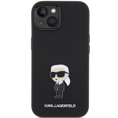 Karl Lagerfeld Silicone Ikonik Metal Pin case for iPhone 15 Plus / 14 Plus - black