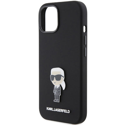 Karl Lagerfeld Silicone Ikonik Metal Pin case for iPhone 15 Plus / 14 Plus - black