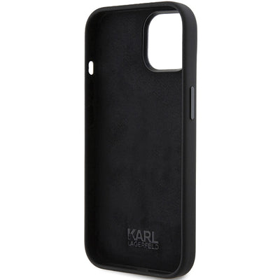 Karl Lagerfeld Silicone Ikonik Metal Pin case for iPhone 15 Plus / 14 Plus - black