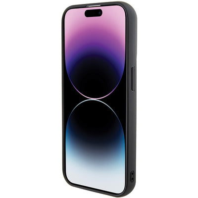 Karl Lagerfeld Gripstand Saffiano Karl&amp;Choupette Pins case for iPhone 15 Pro Max - black