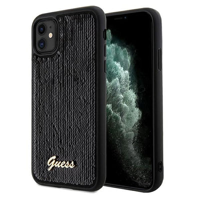 Guess Sequin Script Metal case for iPhone 11 / Xr - black